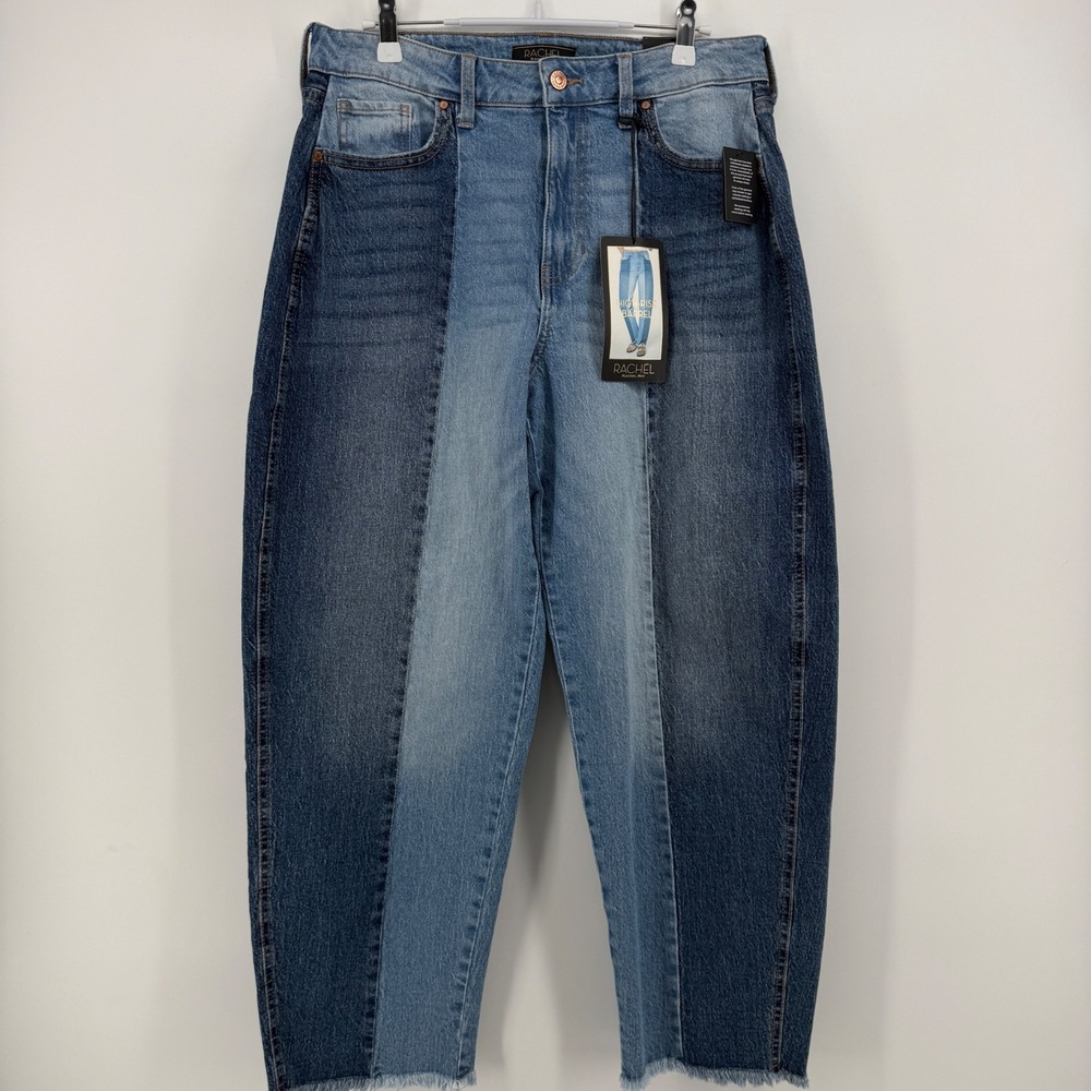 Rachel Rachel Roy Womens High Rise Barrel Jeans Two Tone Trenqua Blue Size 8/29